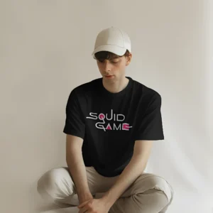 Squid Game Round Neck Half Sleeve Black T-Shirt